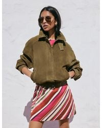 Nobody's Child - Funnel Neck Suede Bomber Jacket - Lyst