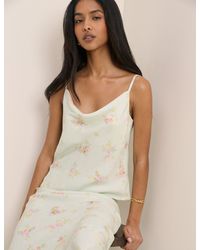 Nobody's Child - Mint Floral Cowl Neck Satin Top - Lyst
