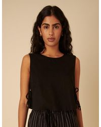 Nobody's Child - Linen-Blend Side Tie Sleeveless Top - Lyst