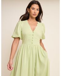 green short sleeve scottie midi dress Nobody's Child Short Sleeve Scottie Midi Dress in Green