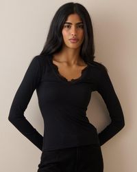 Nobody's Child - Scalloped Lace Trim Modal-Rich Top - Lyst