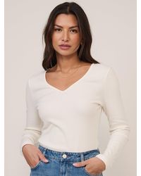Nobody's Child - V-Neck Long Sleeve Ribbed Top - Lyst