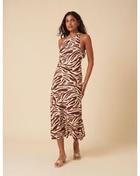 Nobody's Child - Zebra Print Halterneck Anna Midi Dress - Lyst