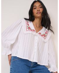Nobody's Child - Floral Collar Embroidered Blouse - Lyst