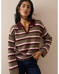 Nobody's Child - Striped V-Neck Collared Jumper - Lyst