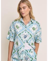 Nobody's Child - Ocean Print Linen-Blend Shirt - Lyst