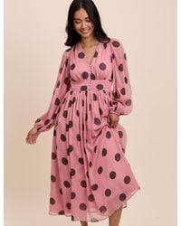 Nobody's Child - Polka Dot Balloon Sleeve Anya Midi Dress - Lyst