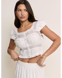 Nobody's Child - Lace Short Sleeve Top - Lyst