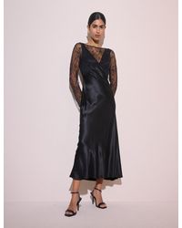 Nobody's Child - Lace Detail Satin Kimber Midi Dress - Lyst