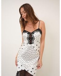 Nobody's Child - And Polka Dot Lace Trim Satin Lauren Maxi Dress - Lyst