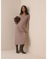 Nobody's Child - Mauve Rib Jersey Long Sleeve Everett Midi Dress - Lyst
