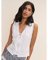 Nobody's Child - Embroidered Tie Front Top - Lyst