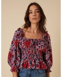 Nobody's Child - And Linen-Blend Tile Print Blouse - Lyst