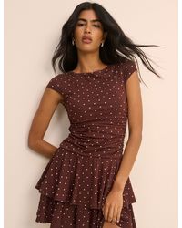 Nobody's Child - Polka Dot Drop Waist Jersey Yuki Mini Dress - Lyst