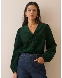 Nobody's Child - Forest Floral Embroidered Collar Cord Blouse - Lyst