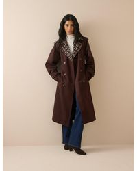 Nobody's Child - Tartan Trim Trench Coat - Lyst