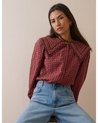Nobody's Child - Check Oversized Collar Blouse - Lyst