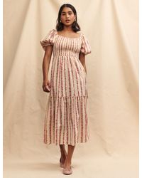 Nobody's Child - Floral Stripe Detail Tiered Tallulah Midi Dress - Lyst