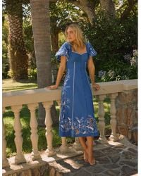 Nobody's Child - Floral Embroidered Puff Sleeve Beatrix Midi Dress - Lyst