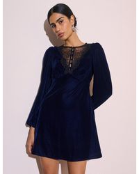 Nobody's Child - Lace Detail Velvet Louisa Mini Dress - Lyst