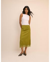 Nobody's Child - Lace Trim Satin Midi Slip Skirt - Lyst