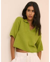 Nobody's Child - Open Collar Polo Knitted Top - Lyst