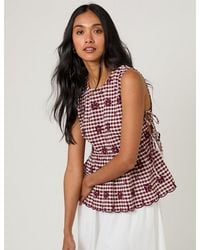 Nobody's Child - Burgundy Gingham Side Tie Swing Top - Lyst