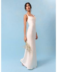Nobody's Child - Bridal Pearl Satin Draped Slip Maxi Dress - Lyst
