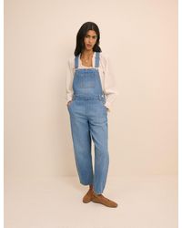 Nobody's Child - Mid Wash Denim Barrel Leg Dungarees - Lyst