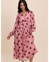 Nobody's Child - Polka Dot Balloon Sleeve Anya Midi Dress - Lyst