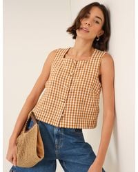 Nobody's Child - Gingham Button Front Top - Lyst