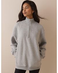 Nobody's Child - Marl Quarter Zip Longline Sweatshirt - Lyst