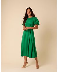 Nobody's Child - Satin Puff Sleeve Quinn Midi Dress - Lyst
