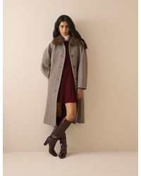 Nobody's Child - And Heritage Check Faux Fur Collar Coat - Lyst