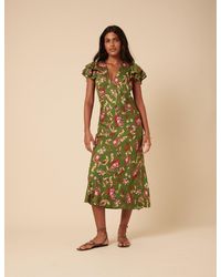 Nobody's Child Floral Embroidered Frill Sleeve Melissa Midi Dress | Lyst UK