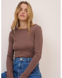 Nobody's Child - Boat Neck Frill Ribbed Top - Lyst