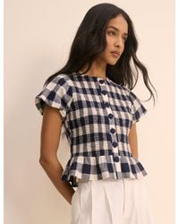 Nobody's Child - Gingham Puff Sleeve Blouse - Lyst