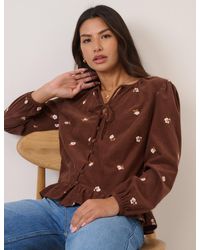 Nobody's Child - Cord Floral Embroidered Frill Blouse - Lyst