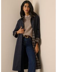 Nobody's Child - Collared Tartan Trim Car Coat - Lyst