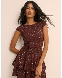 Nobody's Child - Polka Dot Drop Waist Jersey Yuki Mini Dress - Lyst