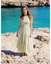 Nobody's Child - Checked Shirred Sleeveless Charlie Midi Dress - Lyst