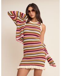 Nobody's Child - Multi-Coloured Striped Crochet Mini Dress - Lyst