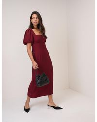 Nobody's Child - Burgundy Puff Sleeve Pax Midi Dress - Lyst