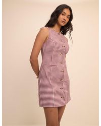 Nobody's Child - Burgundy Gingham Boat Neck Tailored Mini Dress - Lyst