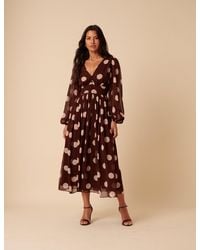 Nobody's Child - Polka Dot Balloon Sleeve Anya Midi Dress - Lyst
