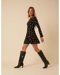 Nobody's Child - Polka Dot Long Sleeve Tate Jersey Mini Dress - Lyst