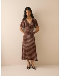 Nobody's Child - Polka Dot Atlas Midi Dress - Lyst