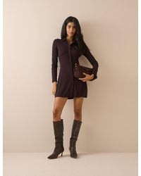 Nobody's Child - Plum Jersey Collared Annabel Mini Dress - Lyst