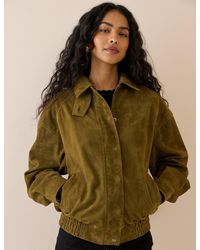 Nobody's Child - Funnel Neck Suede Bomber Jacket - Lyst