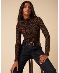 Nobody's Child - Leopard Print High Neck Long Sleeve Jersey Top - Lyst